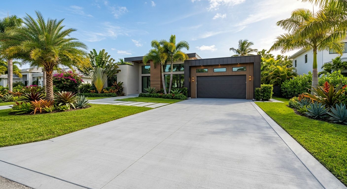 Finished concrete driveway at a Florida home