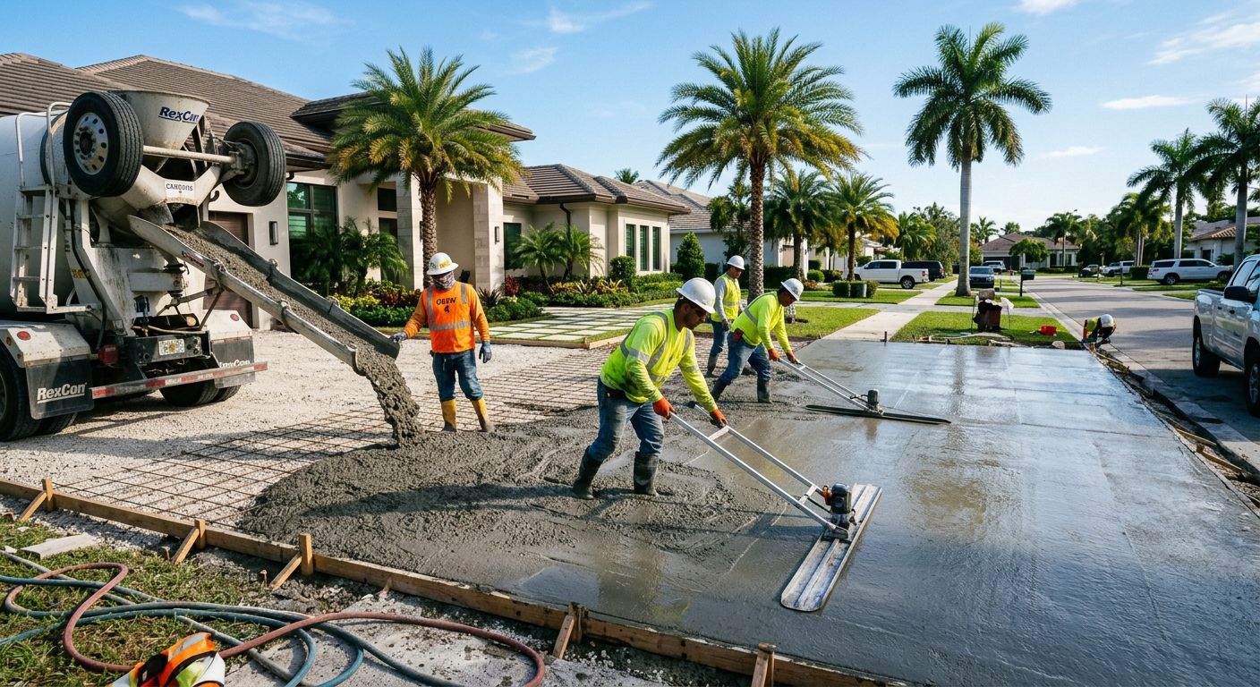 Concrete being poured on a South Florida job site