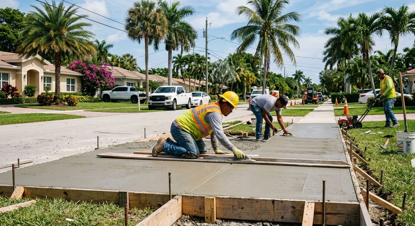 Concrete sidewalk installation